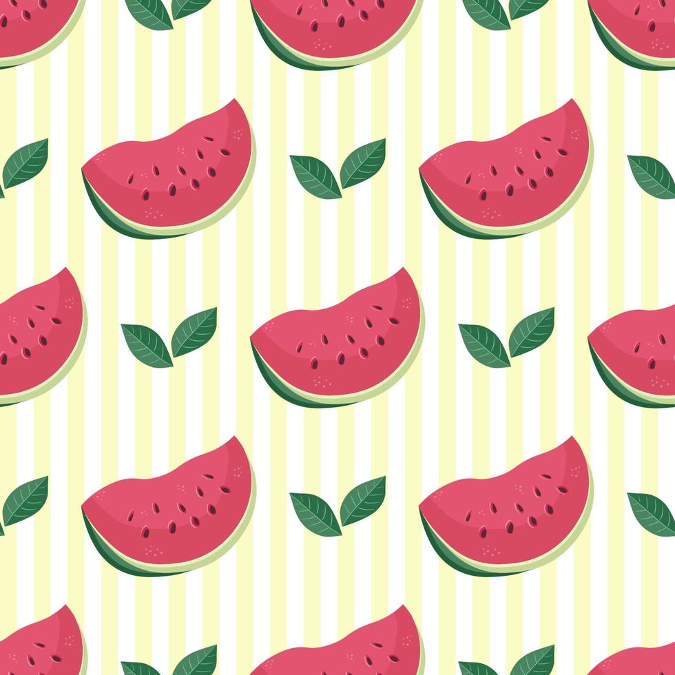 Cute seamless vector pattern with watermelon slices