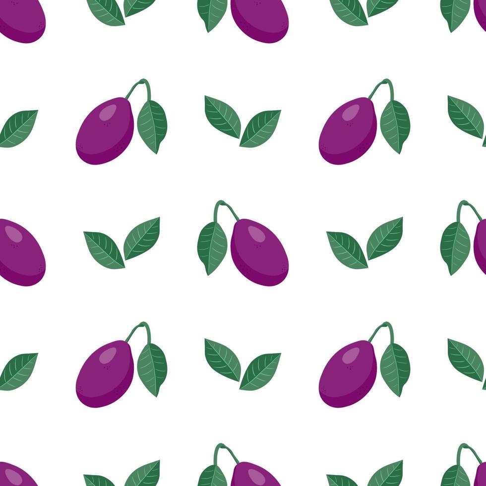 Fruit pattern consisting of beautiful seamless repeat plum. Simple colorful pattern fruit from seamless plum. vector