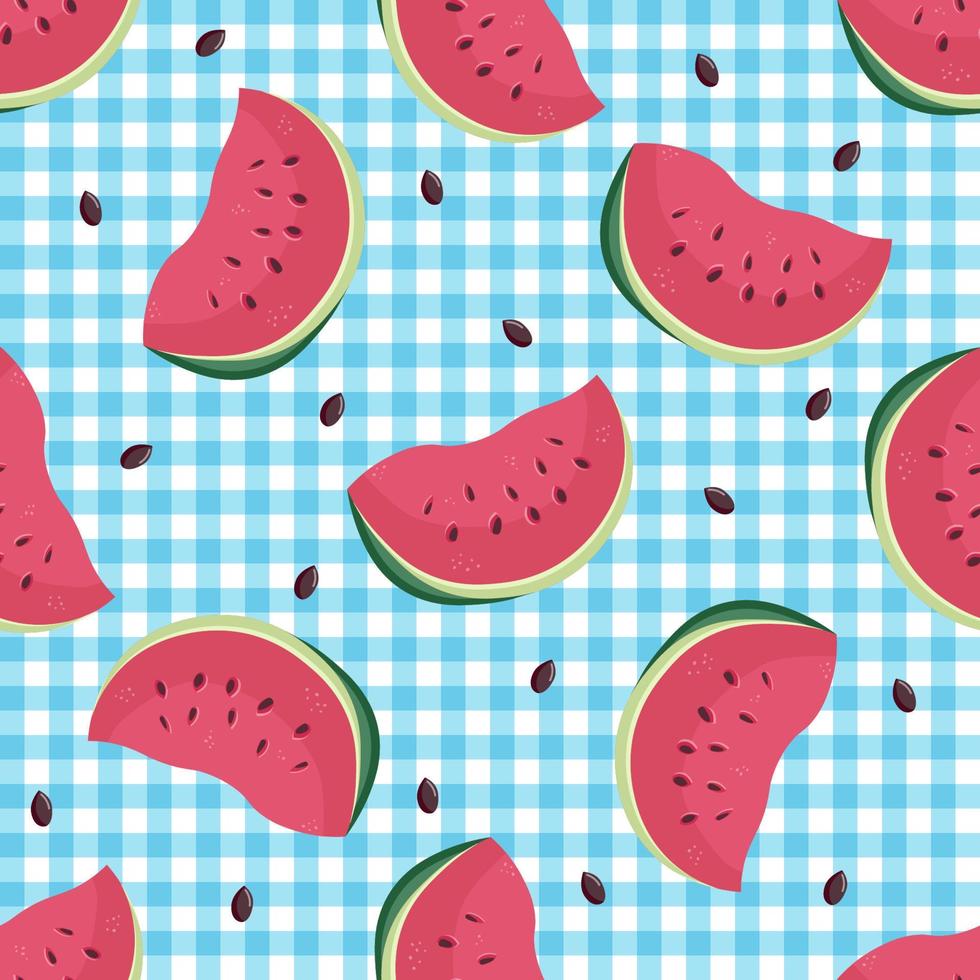 Cute seamless vector pattern with watermelon slices