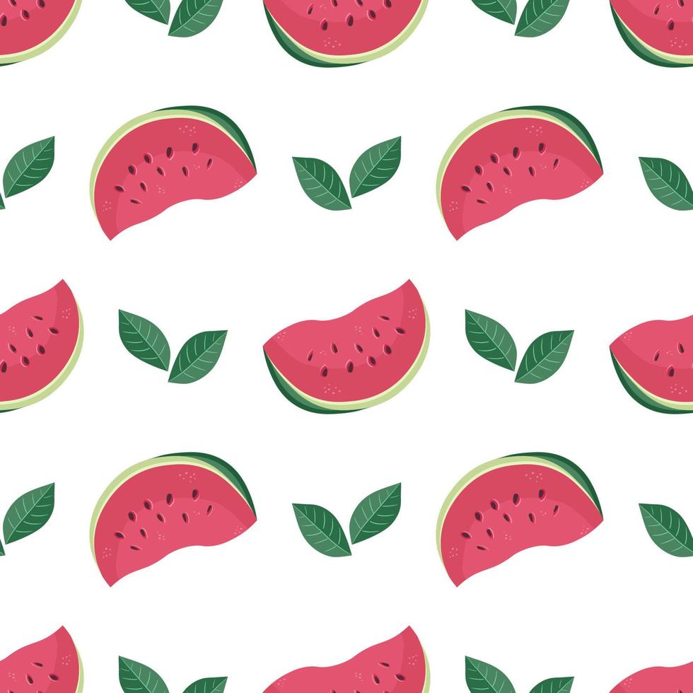 Cute seamless vector pattern with watermelon slices