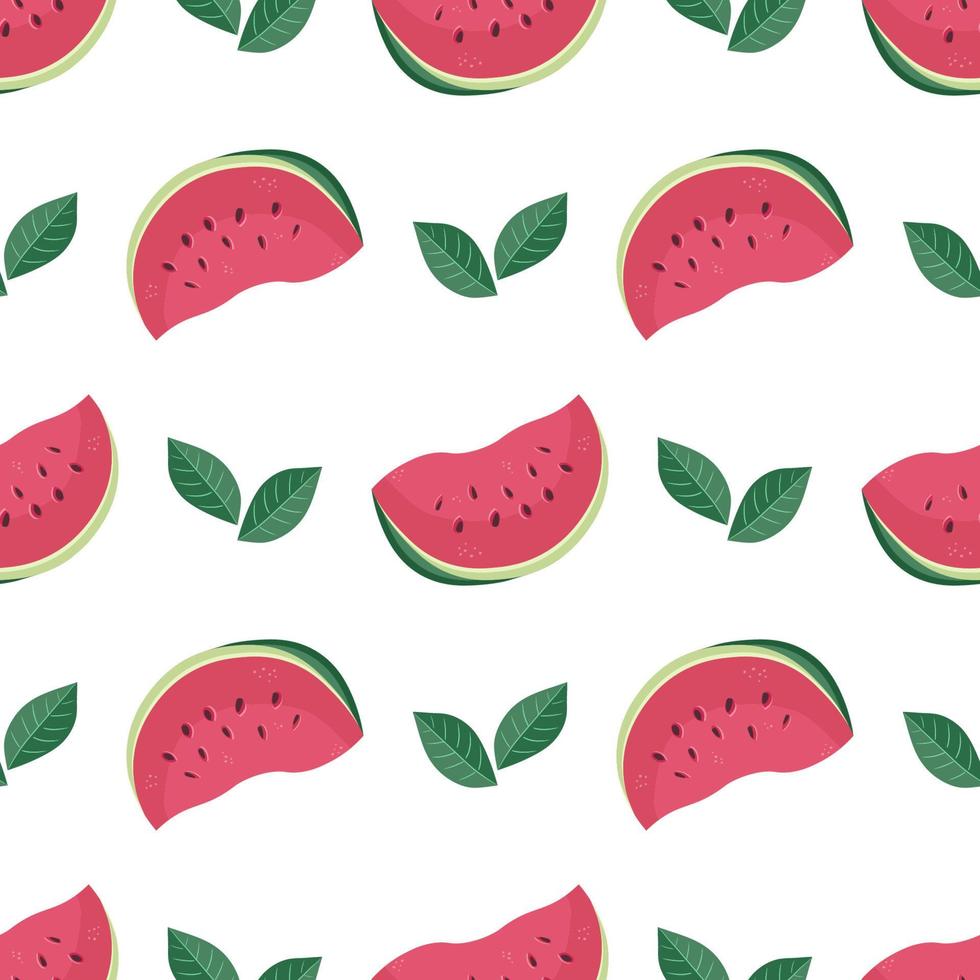 Cute seamless vector pattern with watermelon slices