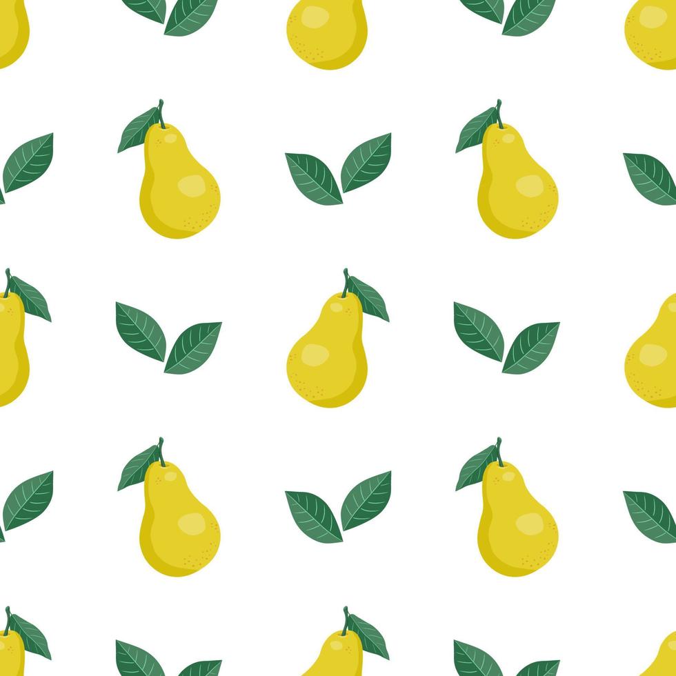 Pear seamless pattern. Fruit background. Beautiful vector print.