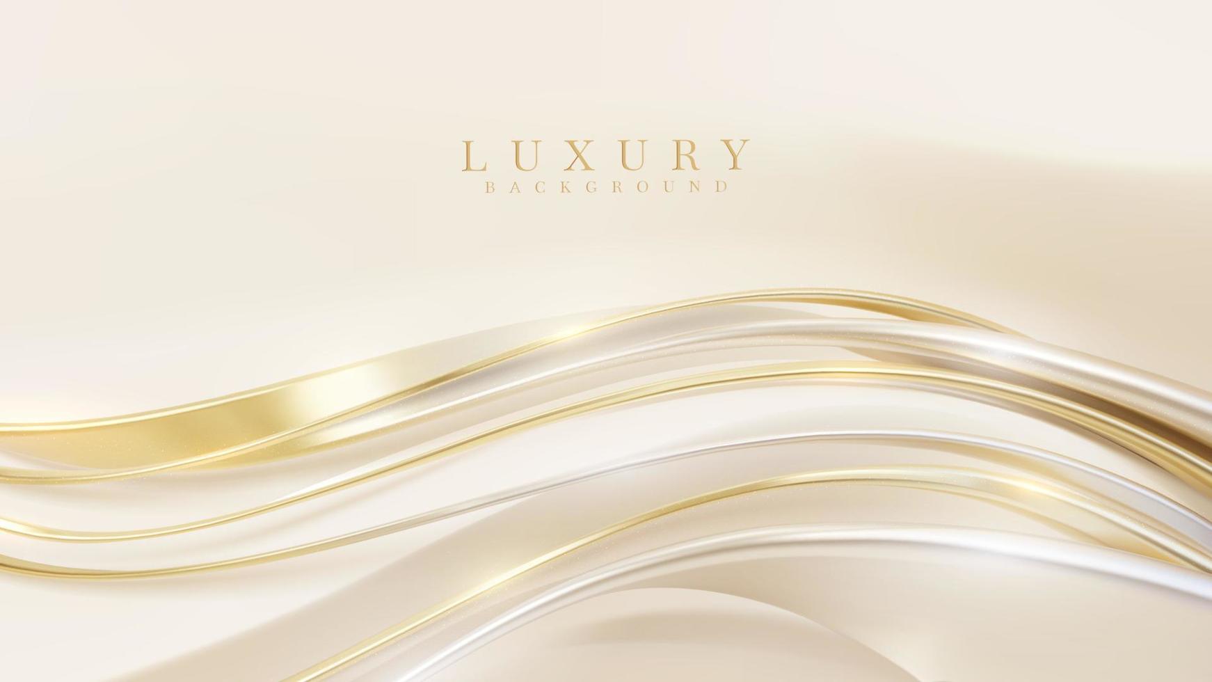 Luxury background with golden curve line element and glitter light effect decoration. vector