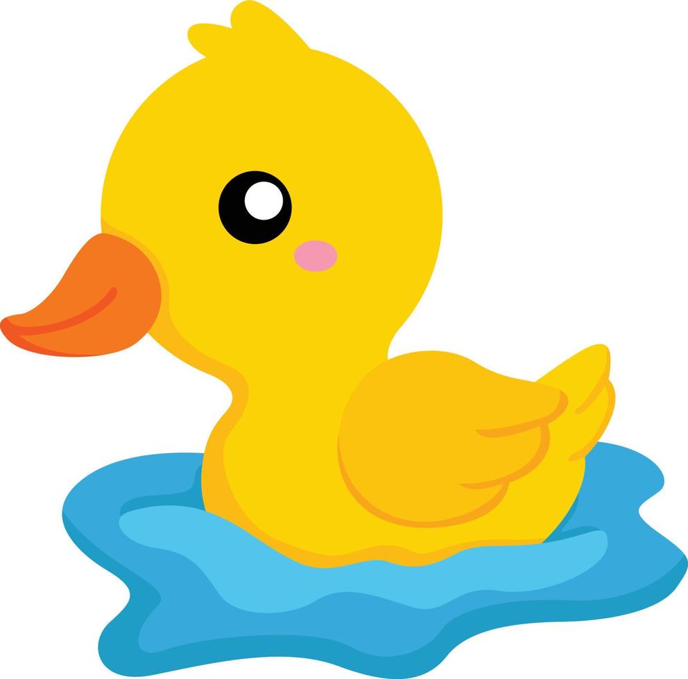 Cute little duck swimming vector