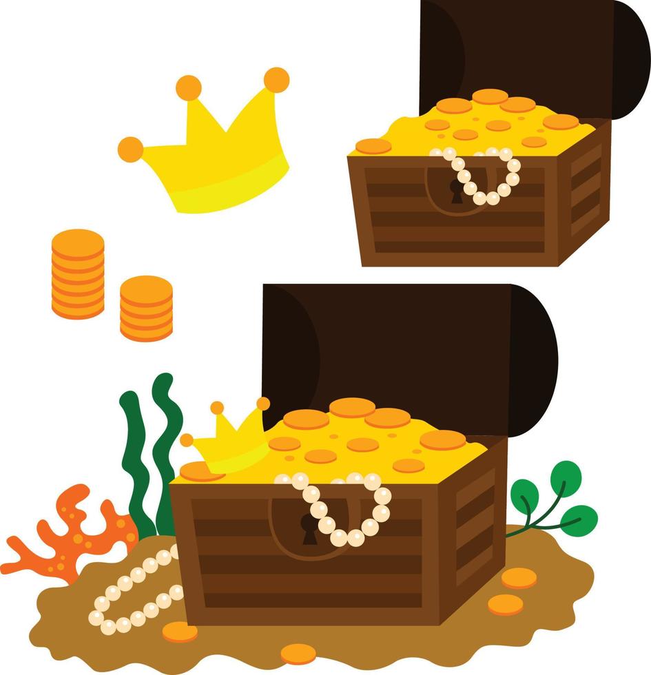 Underwater treasure box vector