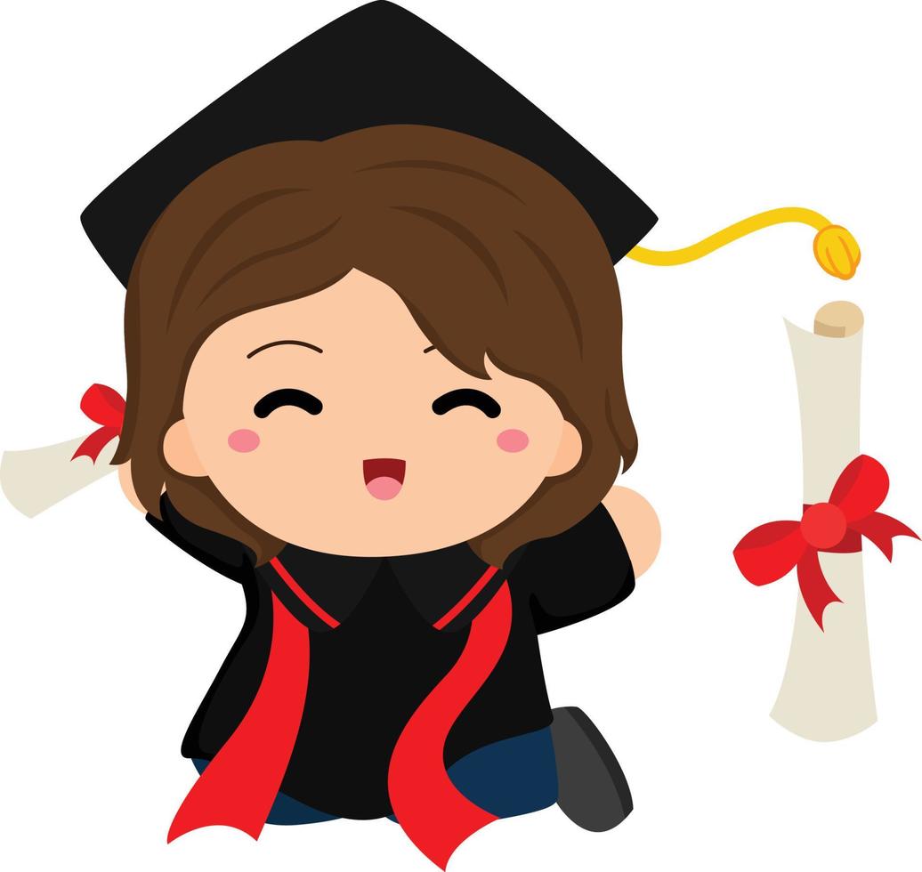Jumping girl excited for graduation vector