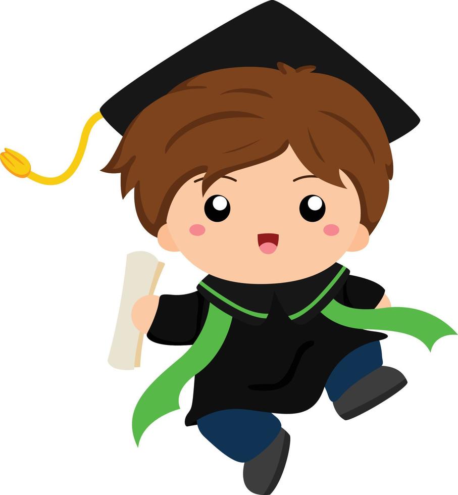 Jumping happy boy graduation vector
