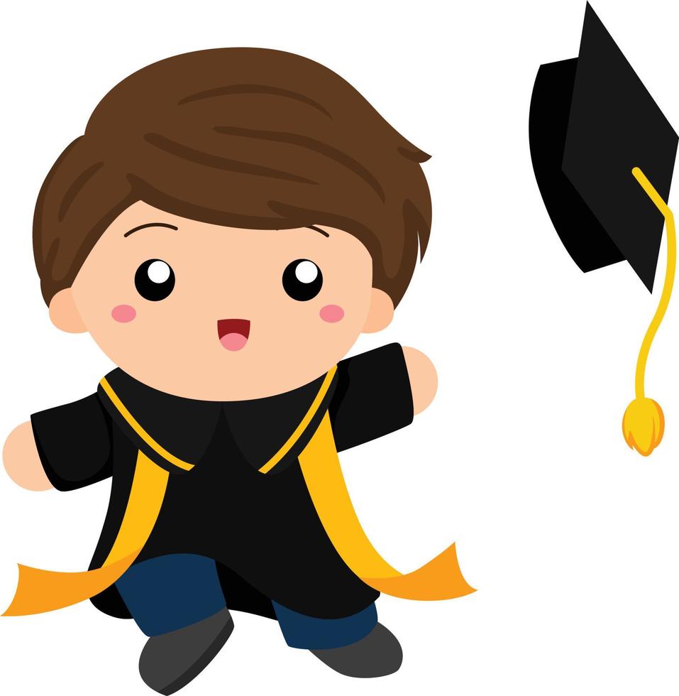 Happy jumping boy graduation vector