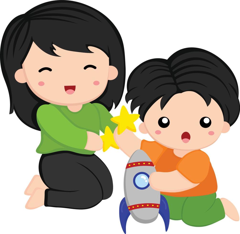 Play rocket with mom vector