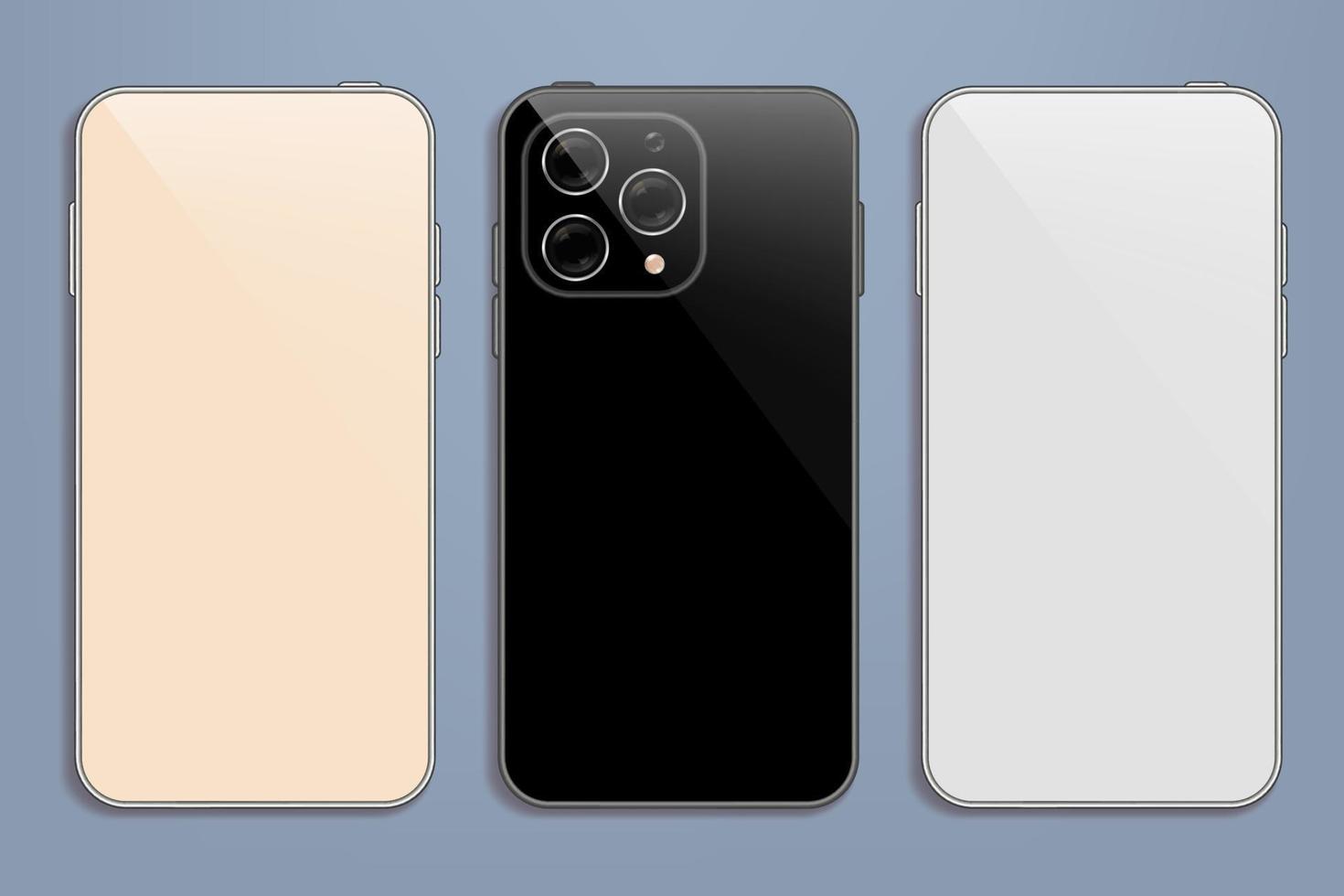 Vector realistic smartphone layout with front and back side. Front view