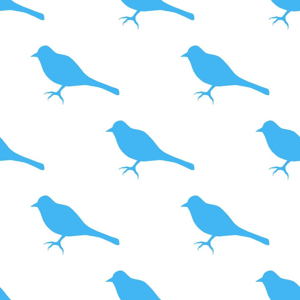 Seamless pattern with interesting blue birds on white background for fabric, textile, clothes, tablecloth and other things. Vector image.
