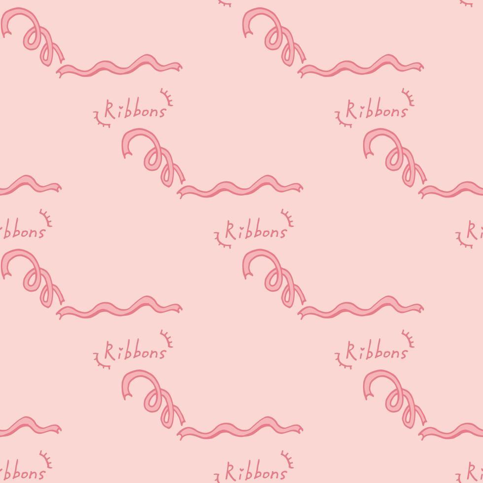 Ribbons on pink background. Seamless background. Endless pattern. Vector image.