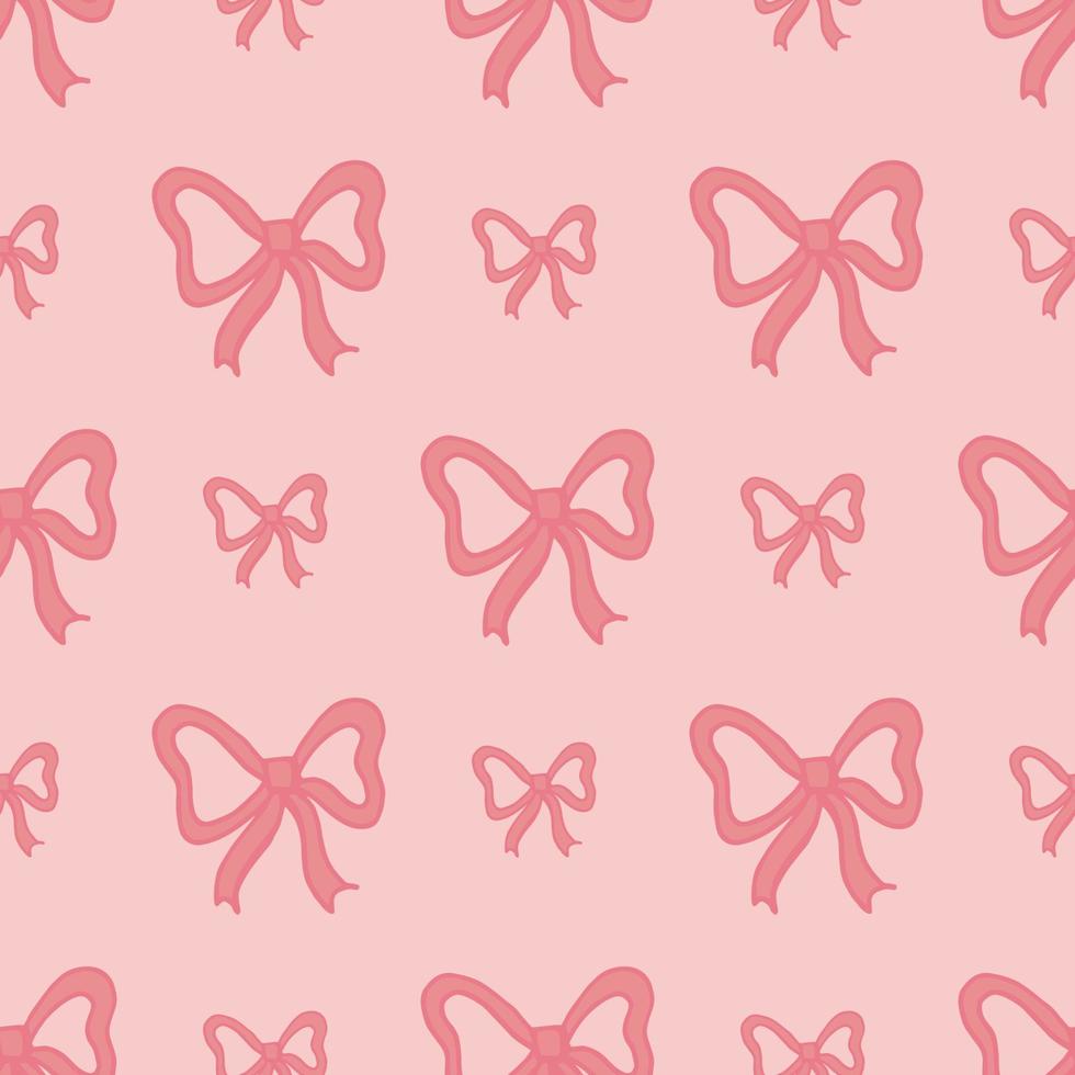Seamless pattern with pink bows. Endless pattern on light pink background. Vector image.