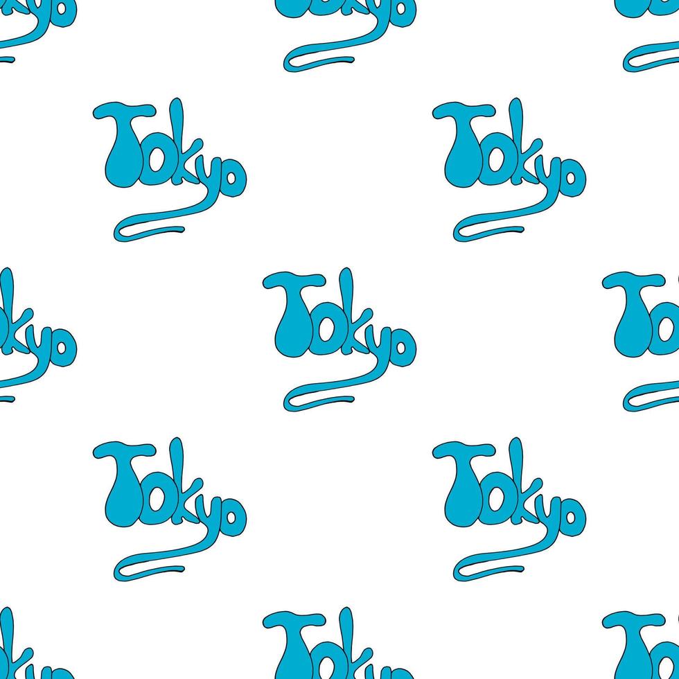 Seamless pattern with text Tokyo on white background. Vector image.