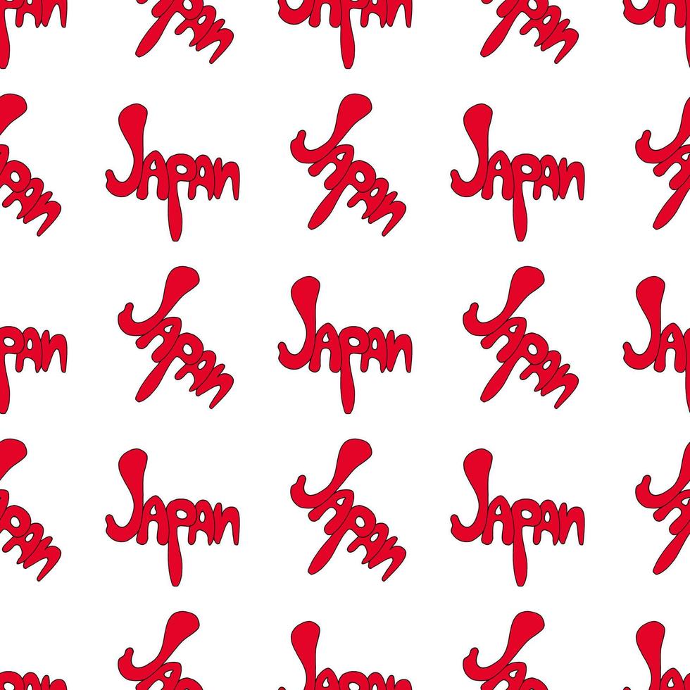 Seamless pattern with text Japan on white background. Vector image.