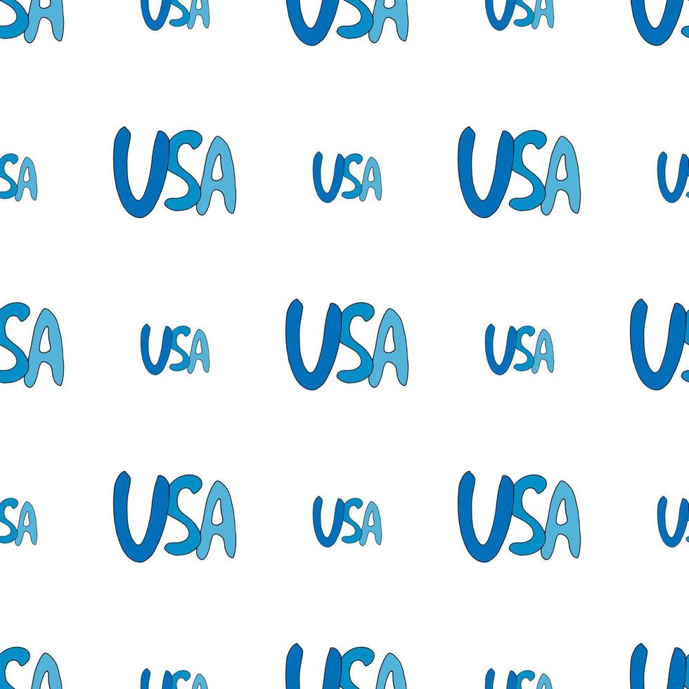 Seamless pattern with text USA on white background. Vector image.