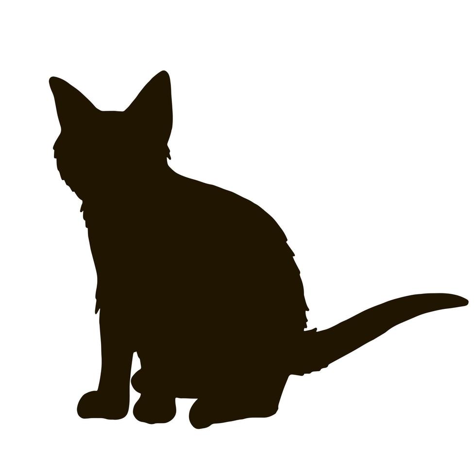 Black silhouette of a cat on white background. Vector image.