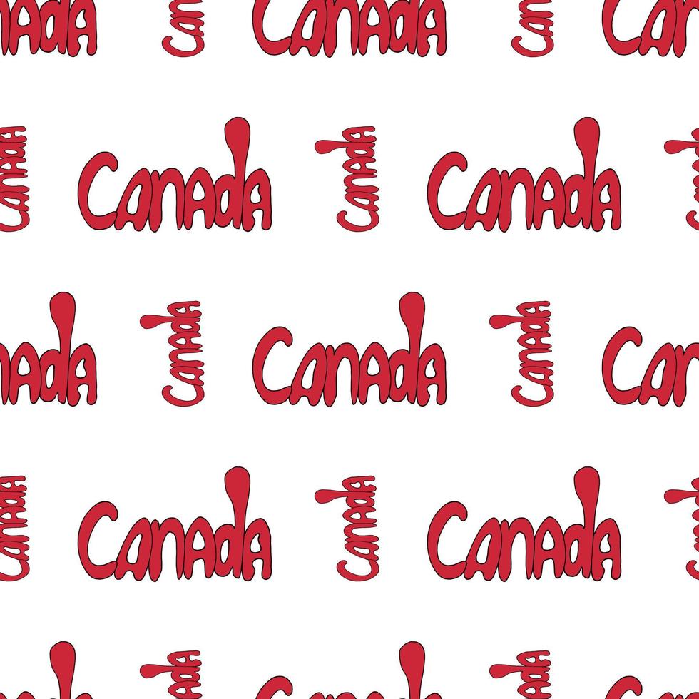 Seamless pattern with text Canada on white background. Vector image.
