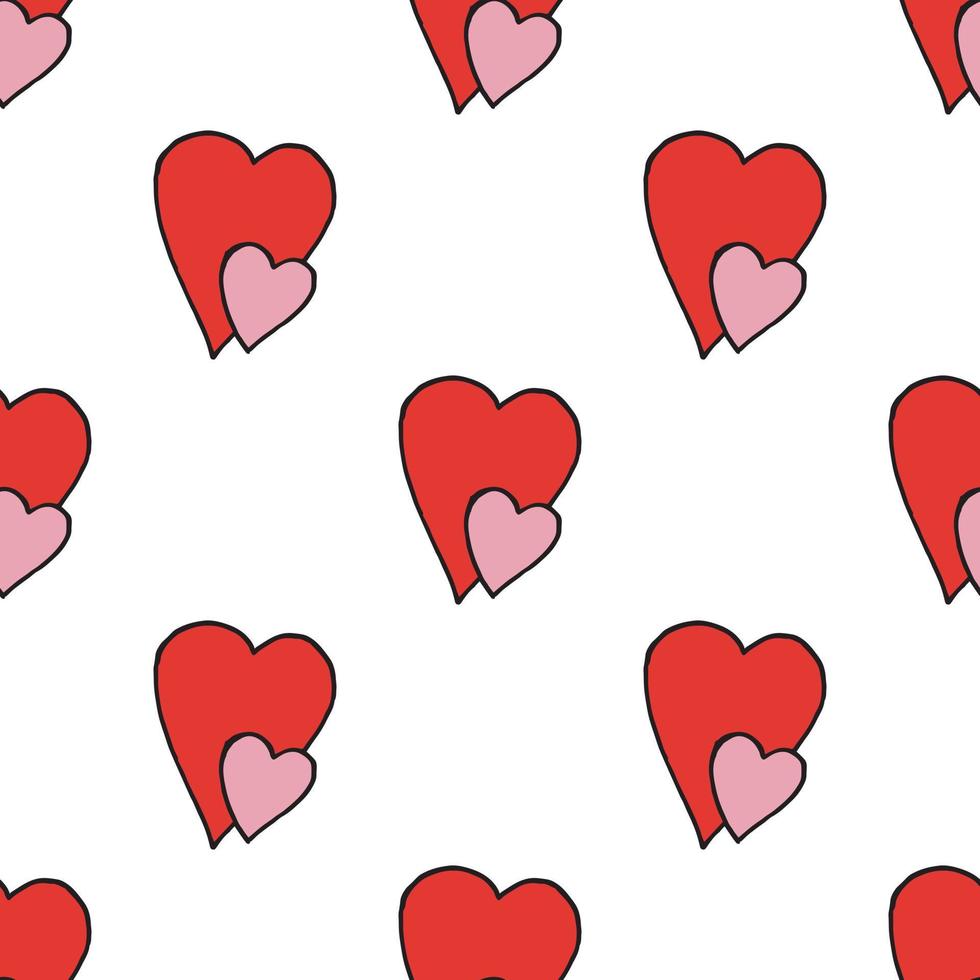 Seamless background with two hearts. Endless pattern on white background for your design. vector