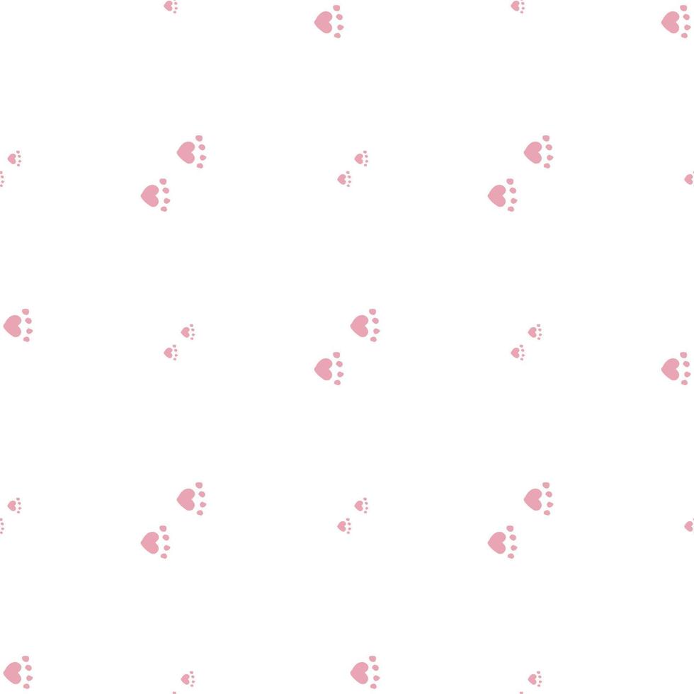 Seamless background with pink cat tracks. Endless pattern on white background for your design. vector