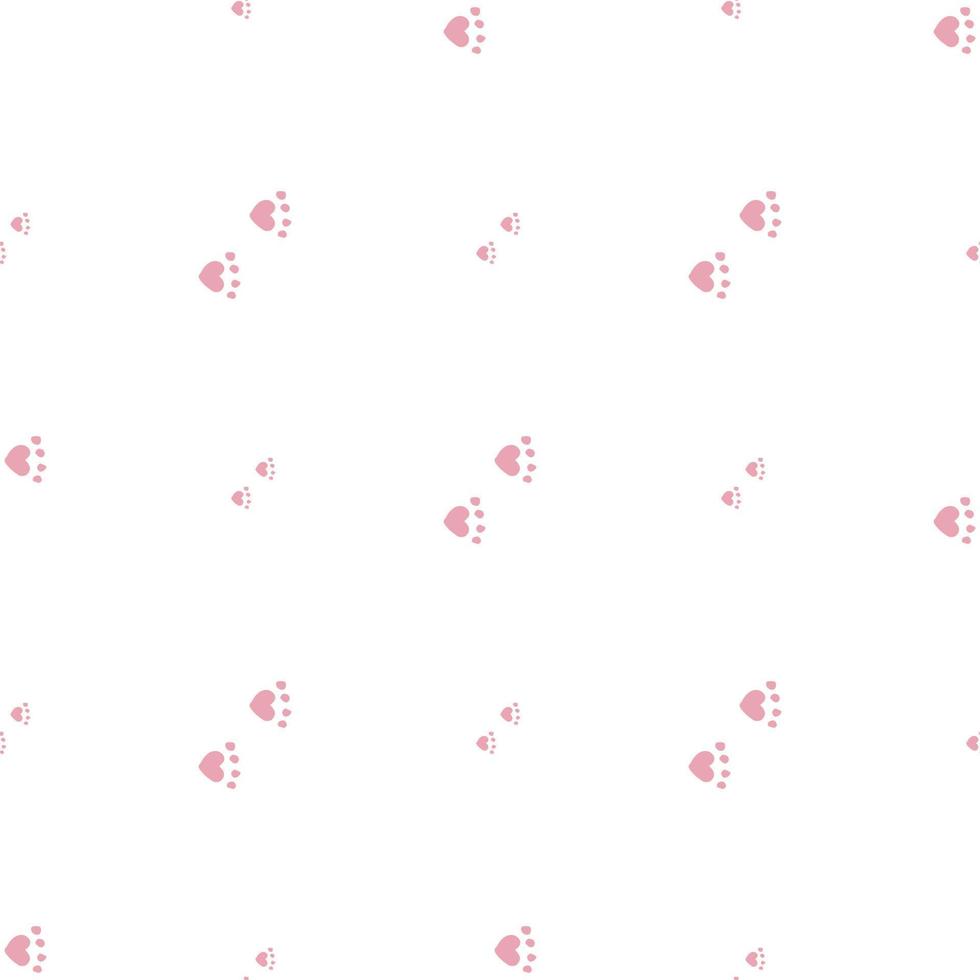 Seamless background with pink cat tracks. Endless pattern on white background for your design. vector