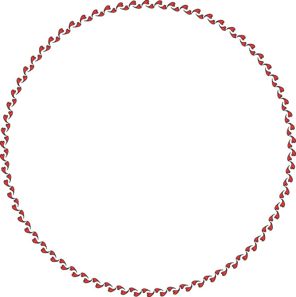 Round frame of red hearts. Isolated frame on white background for your design. vector