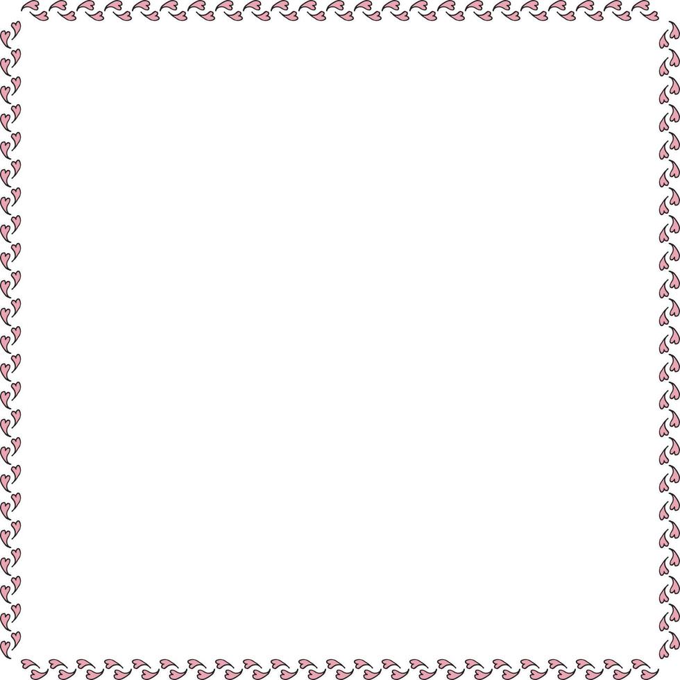 Square frame of pink hearts. Isolated frame on white background for your design. vector