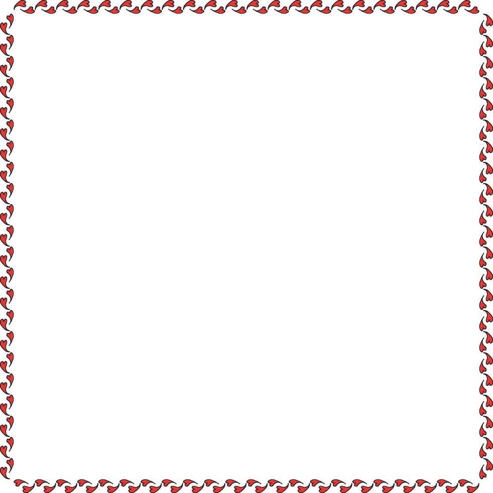 Square frame of red hearts. Isolated frame on white background for your design. vector