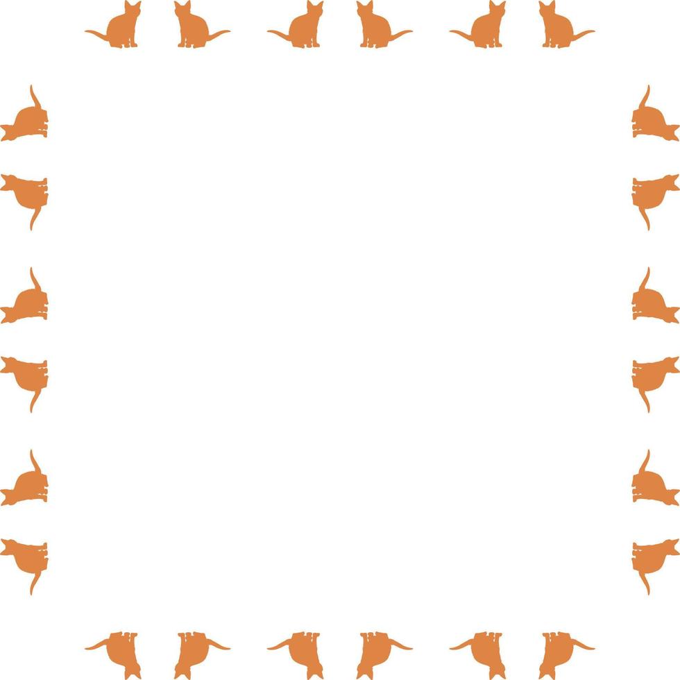 Square frame with interesting orange cats on white background. Vector image.