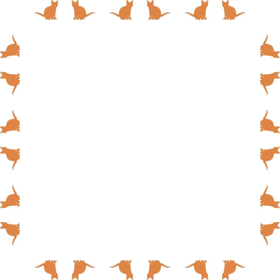 Square frame with interesting orange cats on white background. Vector image.