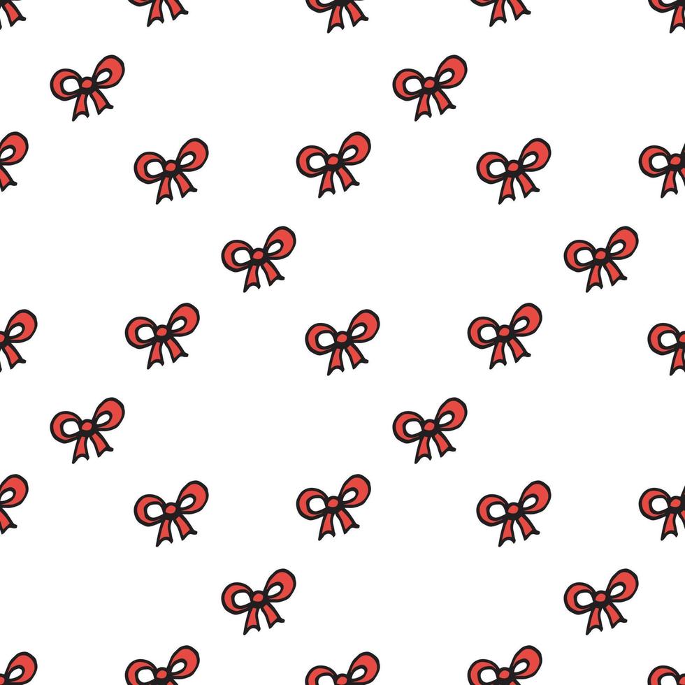 Seamless pattern with red bows on white background. Vector image.