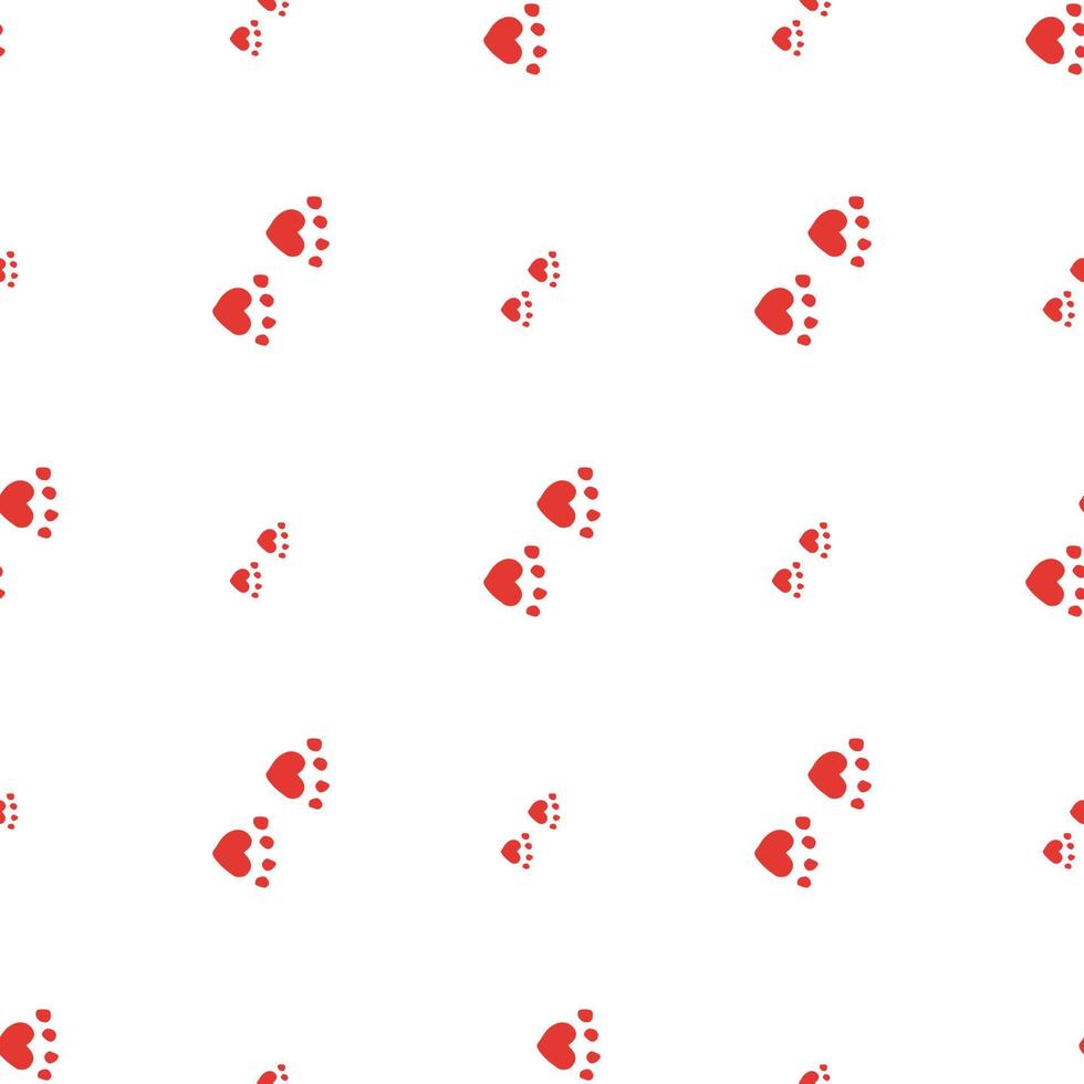 Seamless background with red cat tracks. Endless pattern on white background for your design. vector