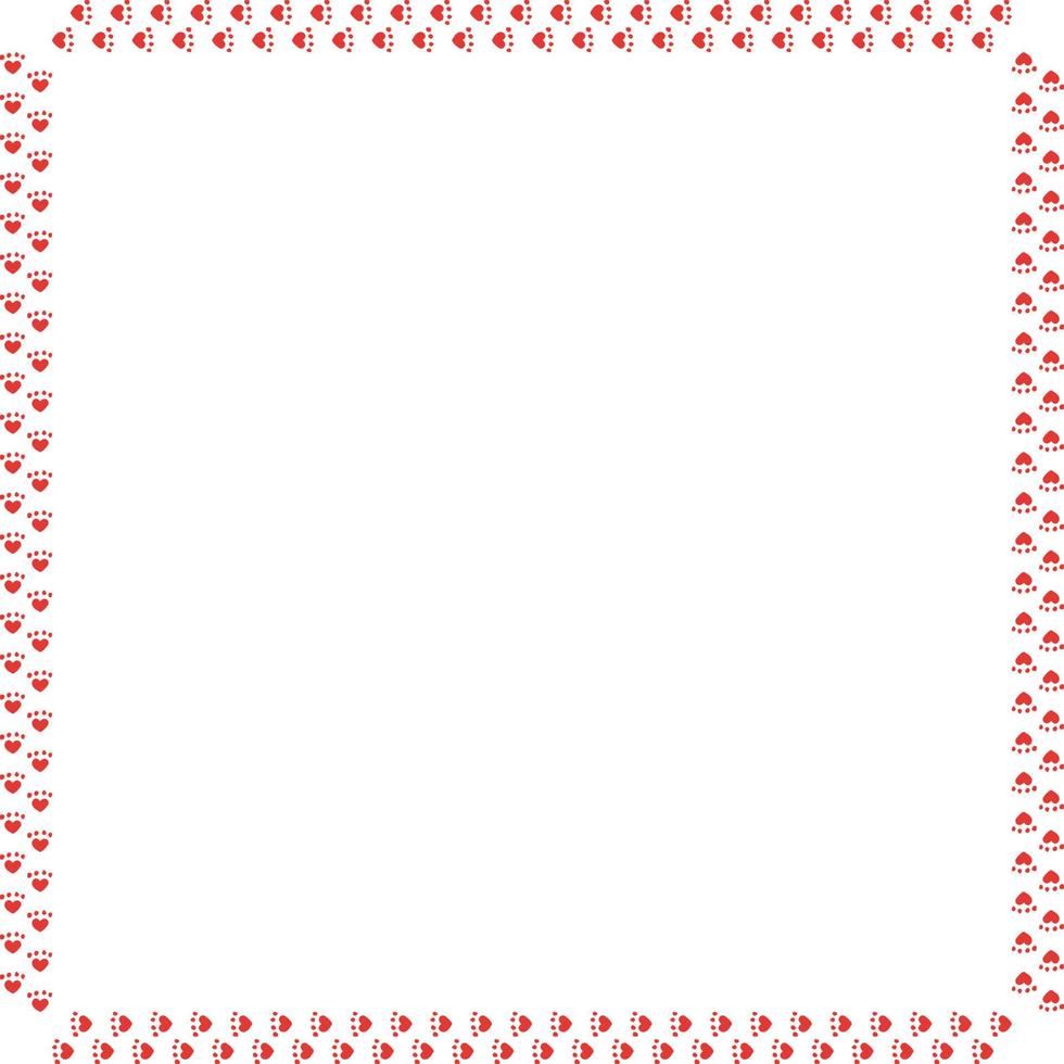 Square frame of red cat tracks. Isolated frame on white background for your design. vector