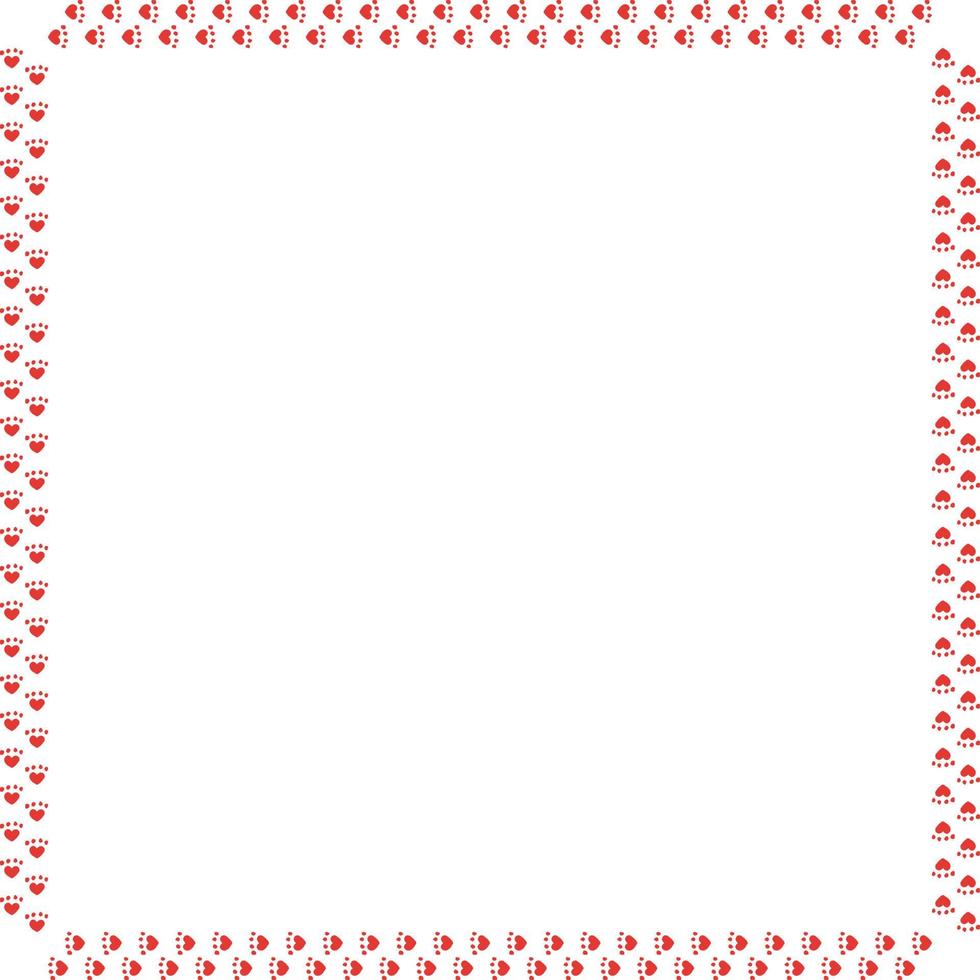 Square frame of red cat tracks. Isolated frame on white background for your design. vector