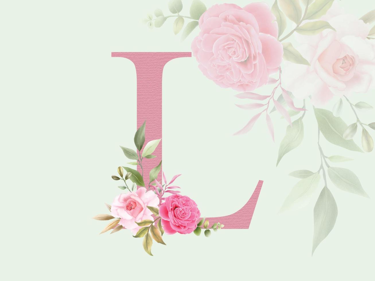 Beautiful alphabet L with floral bouquet vector