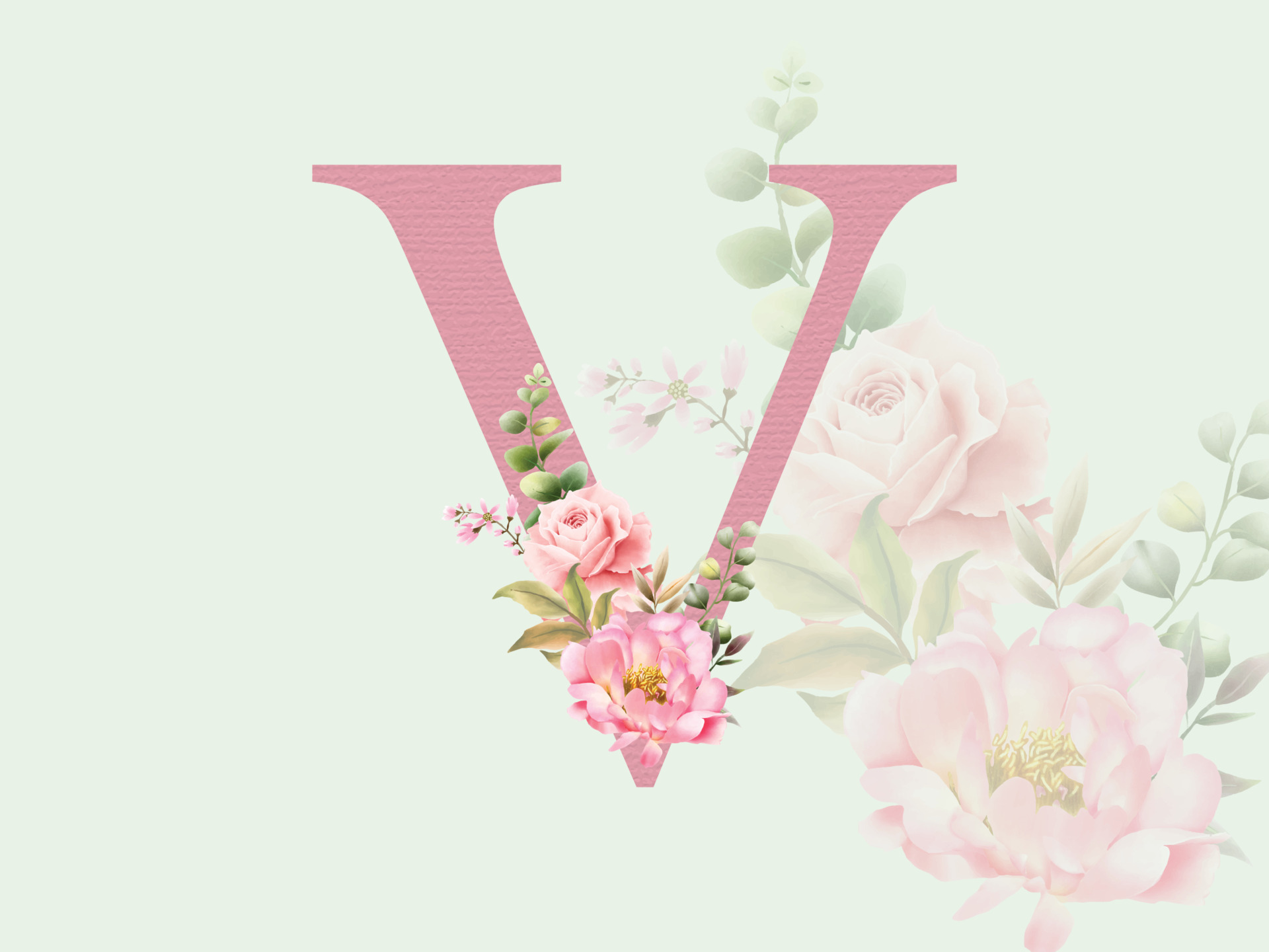 Beautiful alphabet V with floral bouquet 7875263 Vector Art at Vecteezy