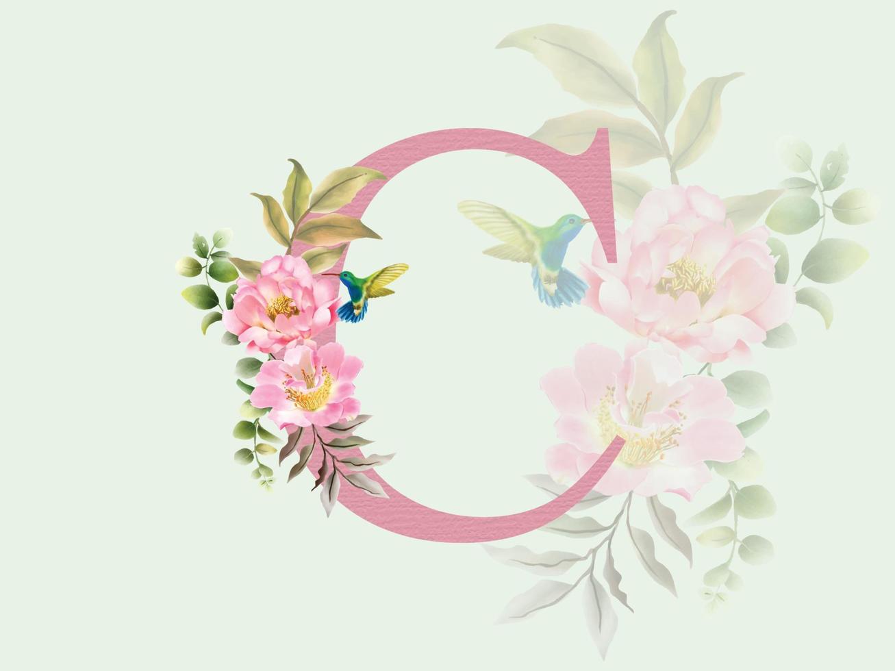 Beautiful alphabet C with floral bouquet vector