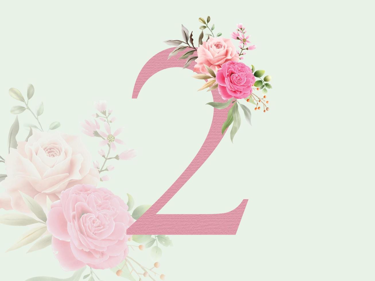 Beautiful Numeric 2 with floral bouquet vector