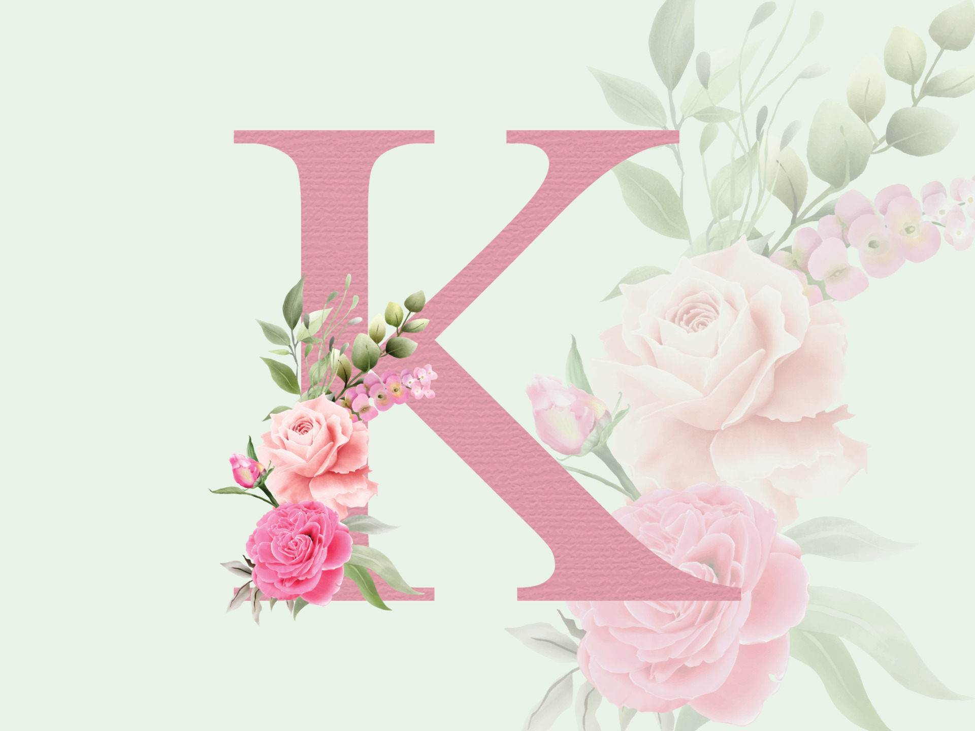 Beautiful alphabet K with floral bouquet 7875281 Vector Art at Vecteezy