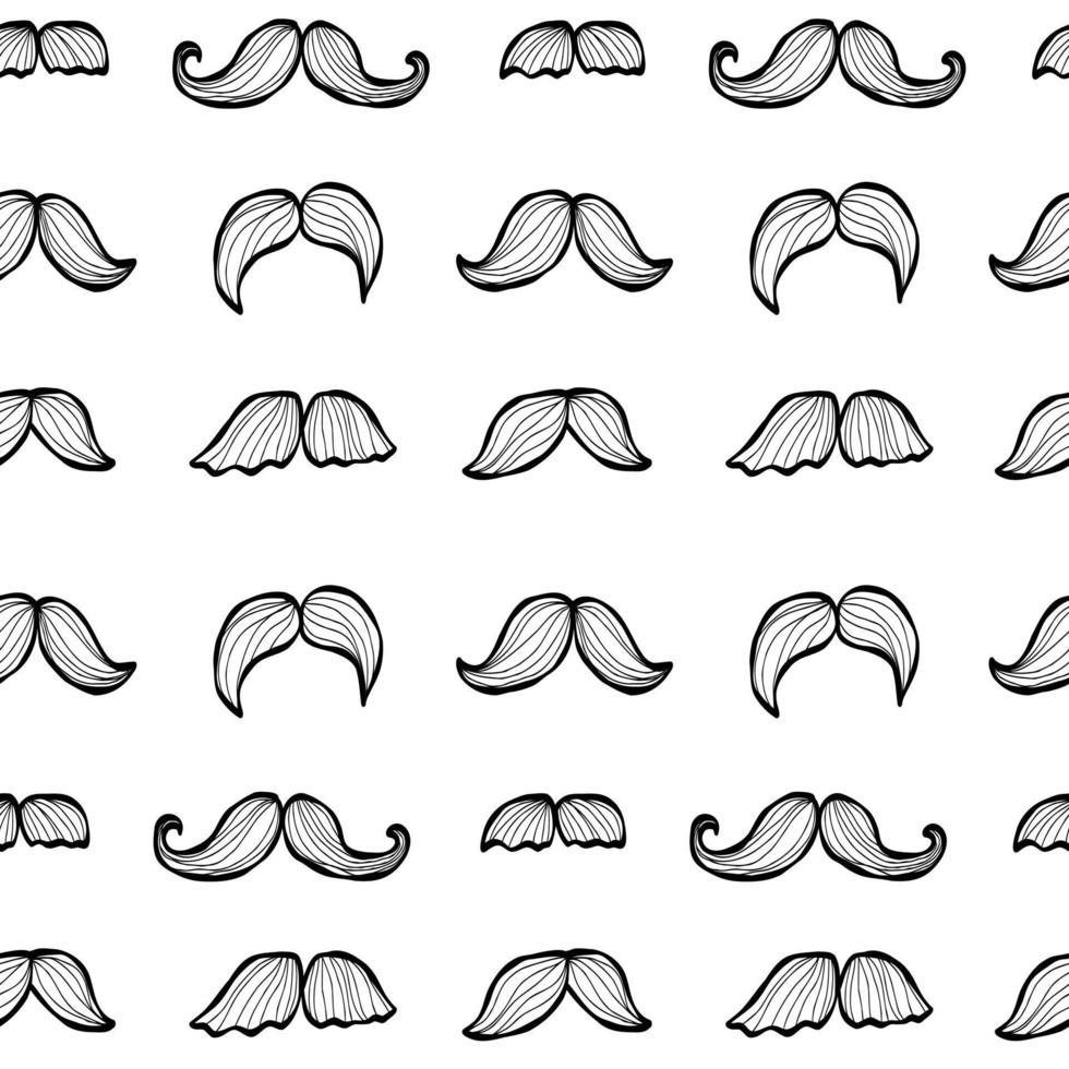 Cute white pattern with line mustache. Seamless background. Textile for salon. Minimalism paper scrapbook. vector
