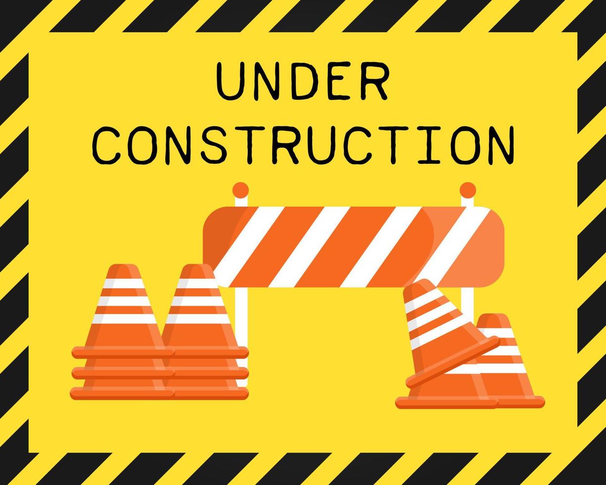 Set of sign warning under construction vector