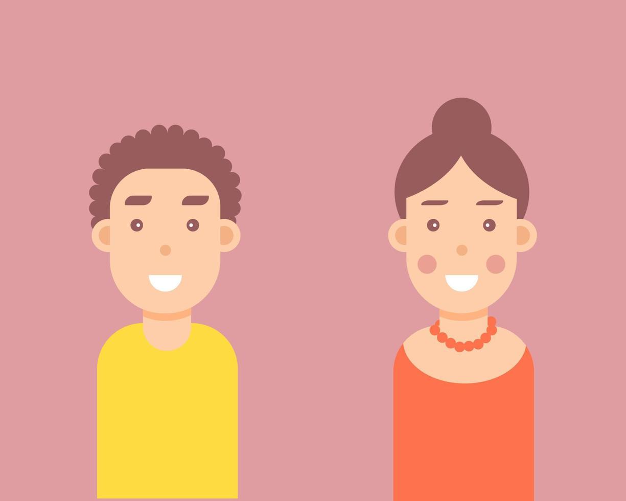 avatar de hombre joven y mujer joven. estilo de vector de dibujos animados para su diseño.