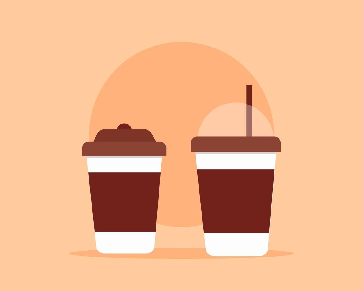 Paper cup of coffee, hot and cold. Cartoon vector style for your design.