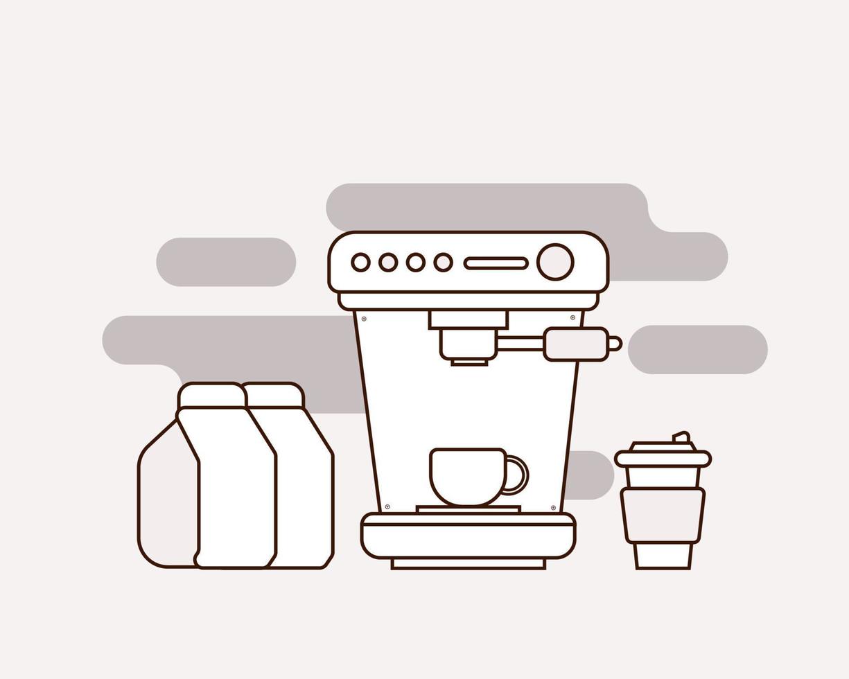 maquina de cafe. estilo de vector de dibujos animados para su diseño.