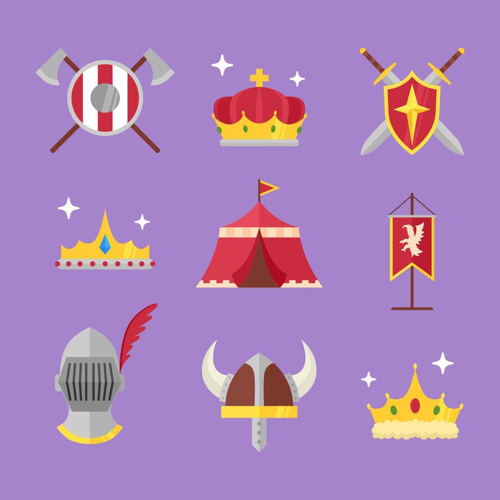 atributos planos del reino medieval vector