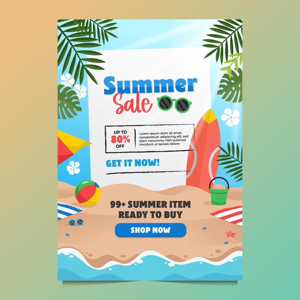 Flat Summer Sale with Palm Concept vector