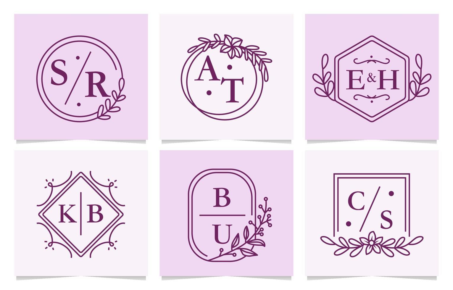 Set of Elegant Wedding Monogram vector