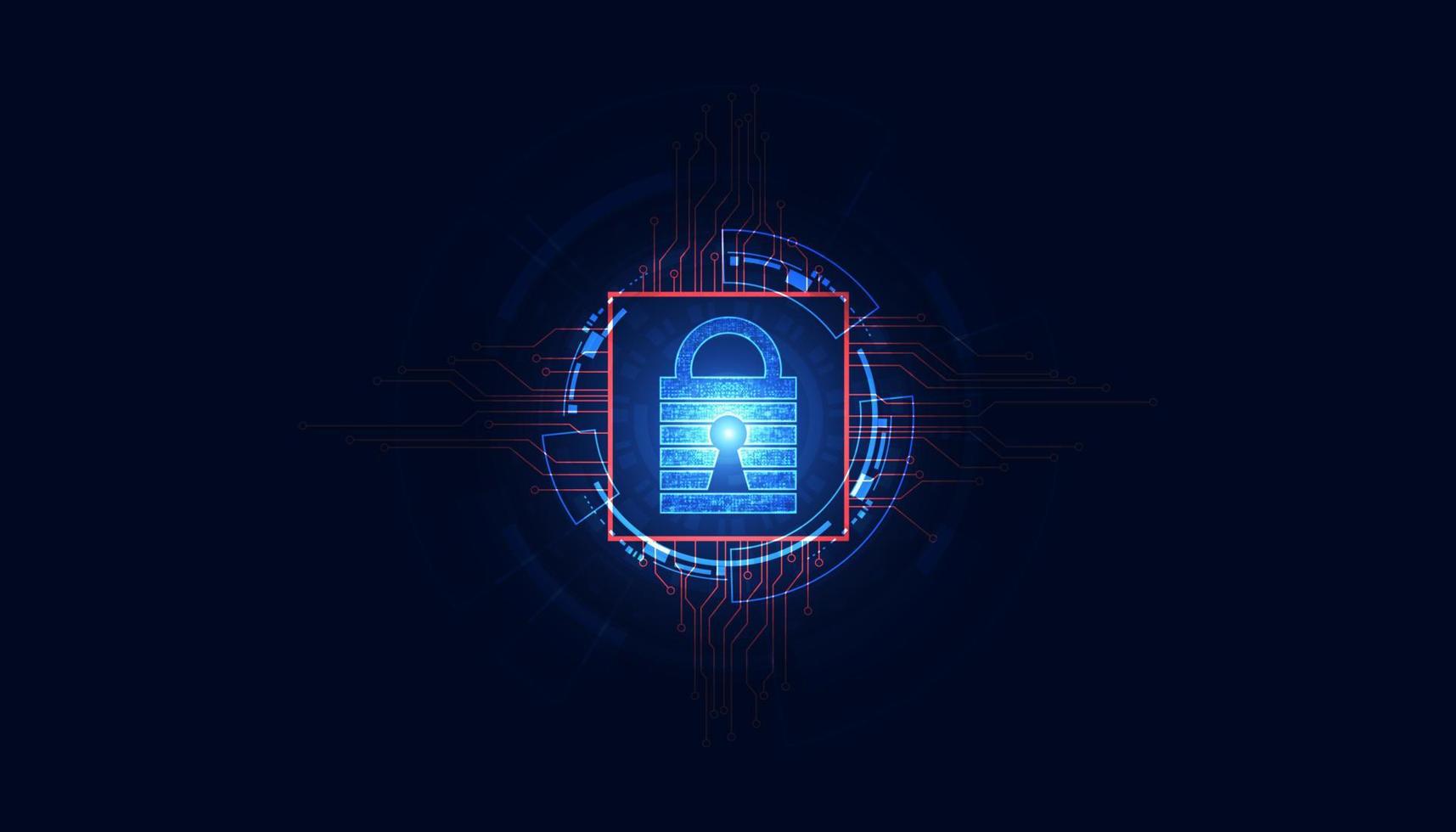 Abstract technology cyber security privacy information network concept padlock protection digital network internet link on hi tech blue future background vector