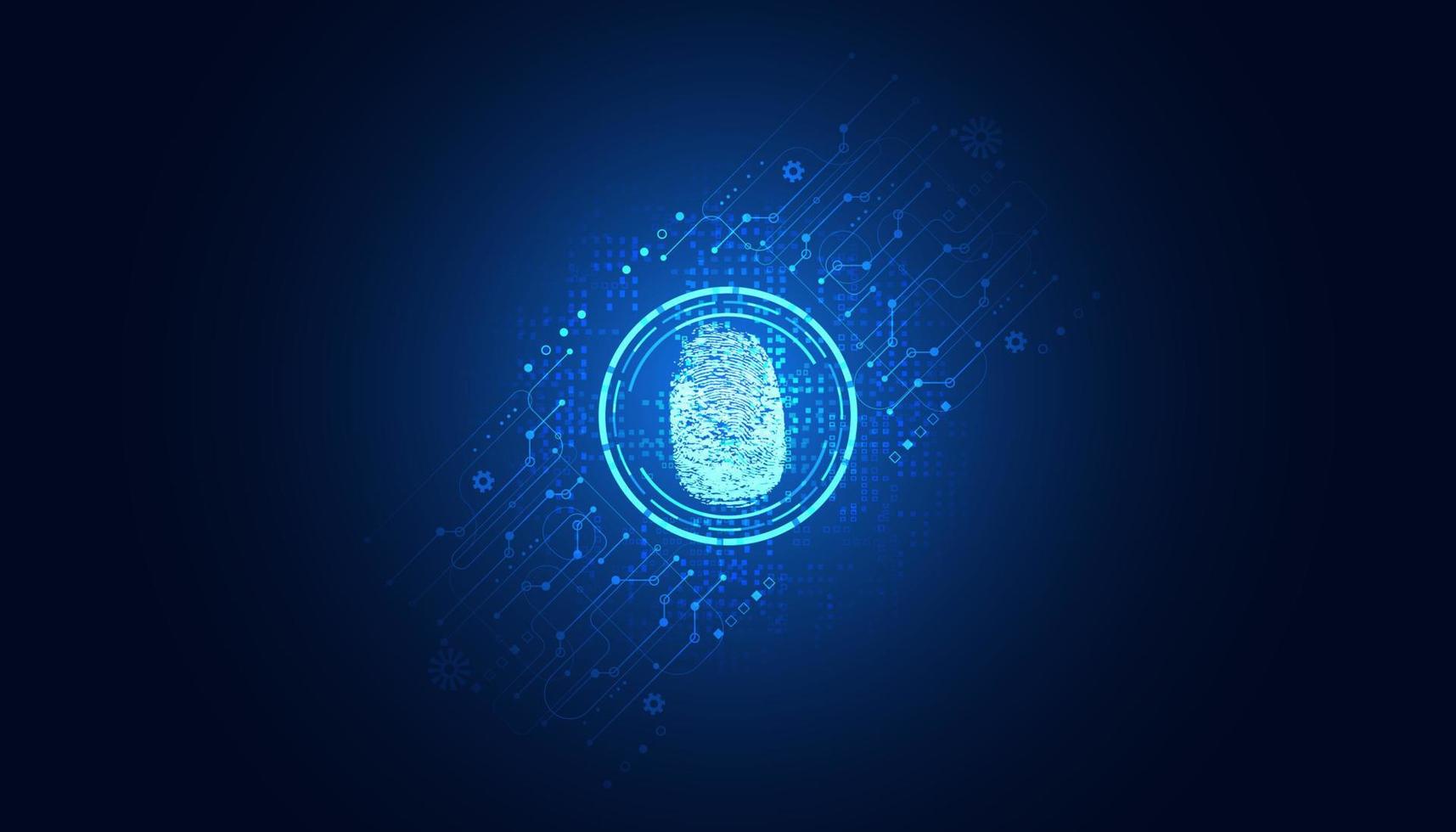 Abstract, fingerprint on digital, blue, background, concept, safe data protection vector