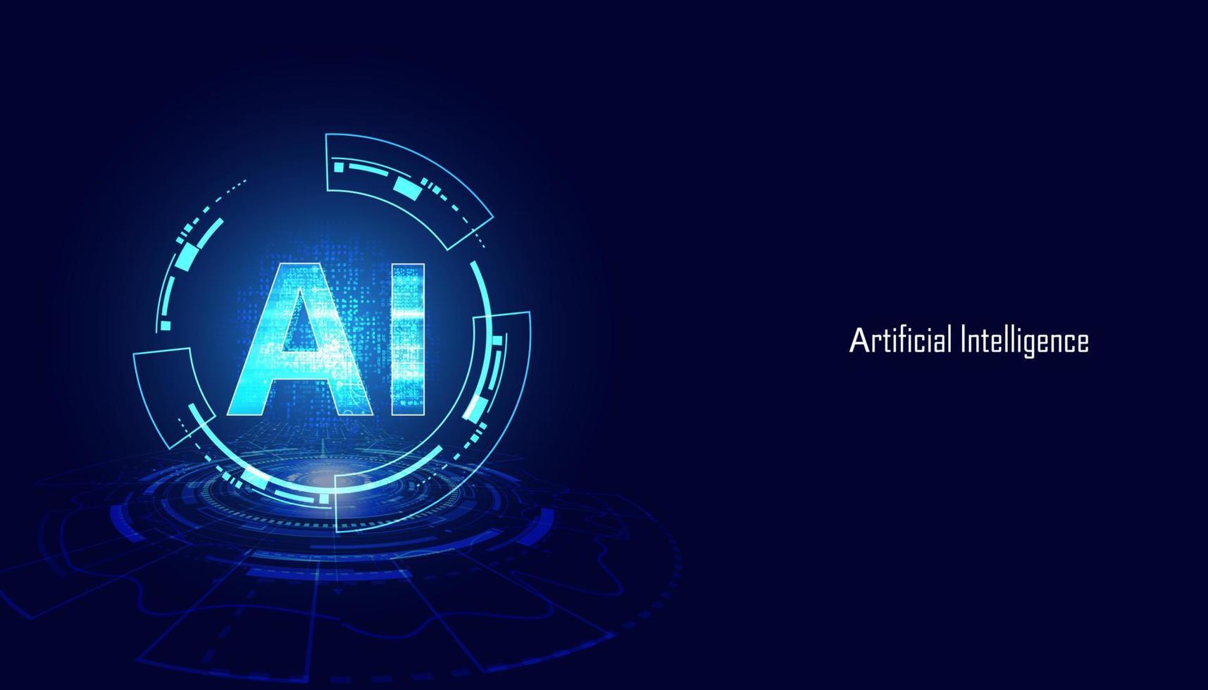 Abstract technology Ai computing concept Ai circle working data of Artificial intelligence and futuristic digital for future on dark blue background. vector